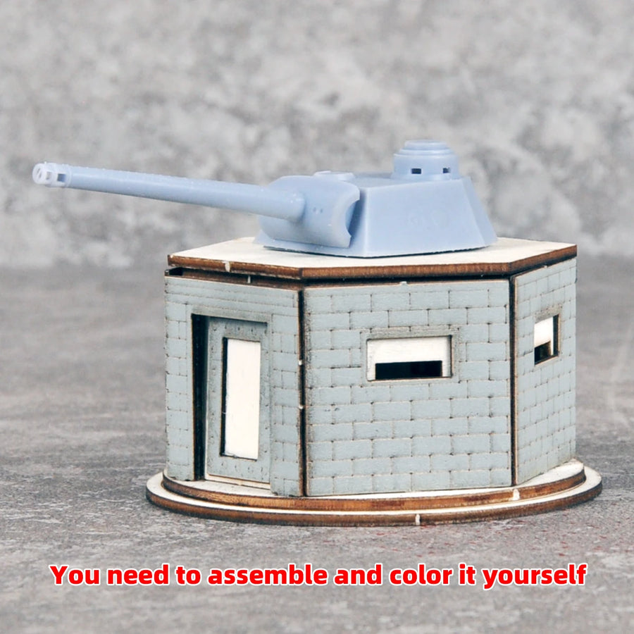 Concrete Bunker Pillbox Hexagonal Fort 1/72 Resin Terrain Kit - 1/72 resin model view 4