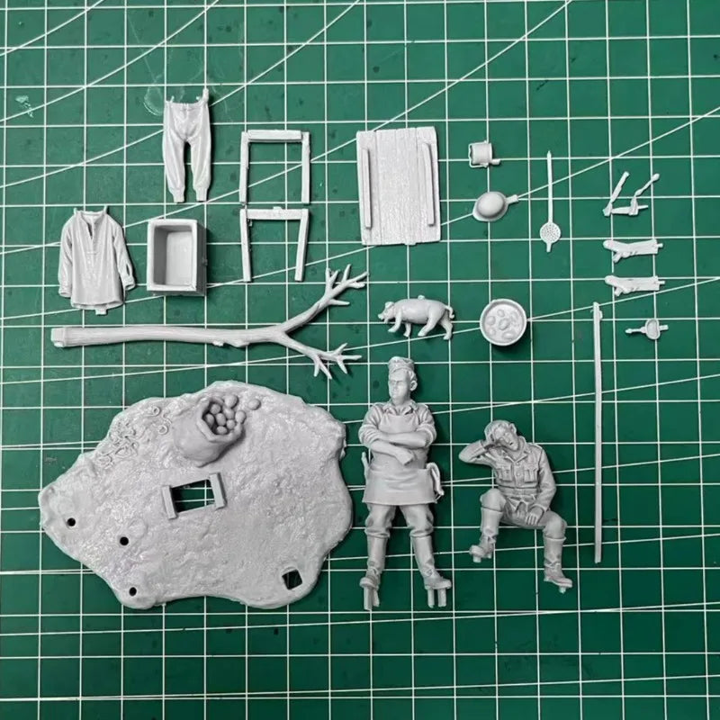 WWII German Soldiers Laundry Camp Scene 1/32 Resin Figure Set - resin model view 2