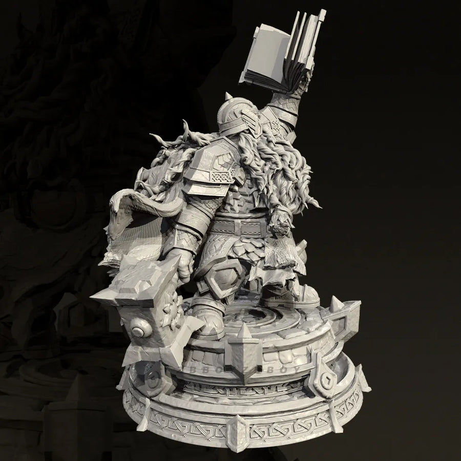 Dwarf Warrior with Axe & Tome 65mm Resin Figure Kit - 65mm resin model view 4