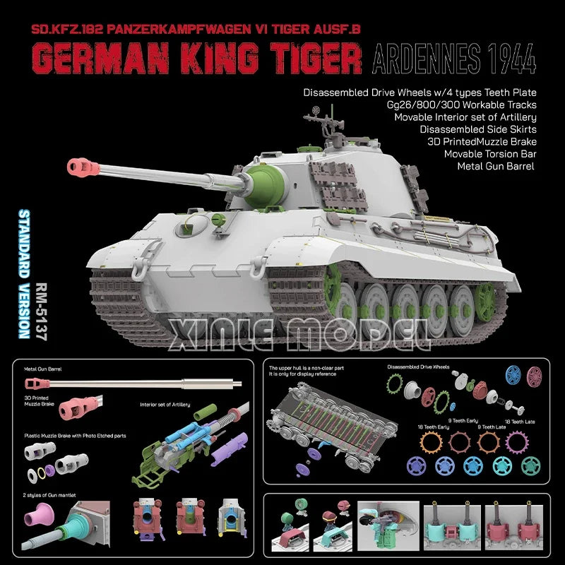 German King Tiger Tank Ardennes 1944 1/35 Scale Resin Model Kit - 1/35 resin model view 2