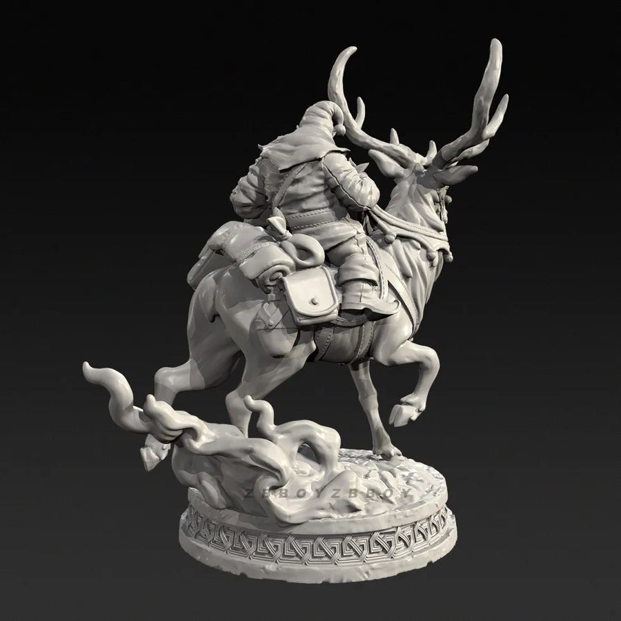 Dwarf Warrior on Moose Mount - 50mm Resin Figure Kit - 50mm resin model view 4