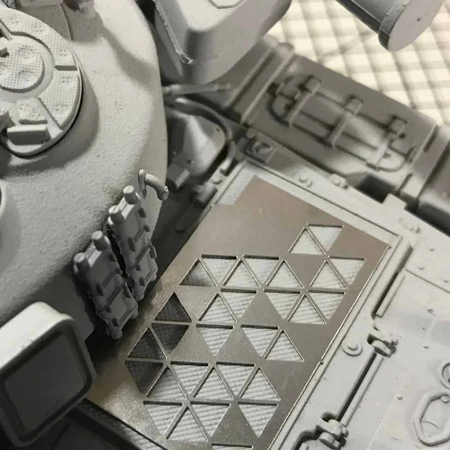 Metal Airbrush Stencil for Resin Model Kits - Diamond Pattern Detail Tool - resin model view 5