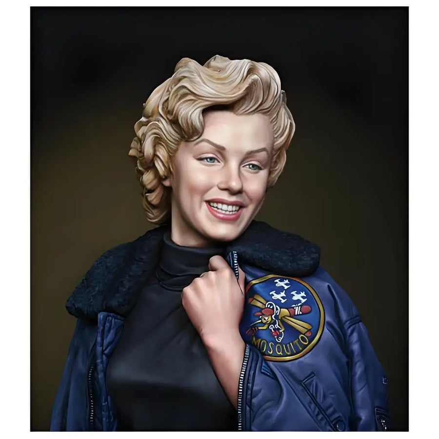 WWII US Female Pilot with Mosquito Squadron Flight Jacket 1/10 Resin Bust - resin model view 5