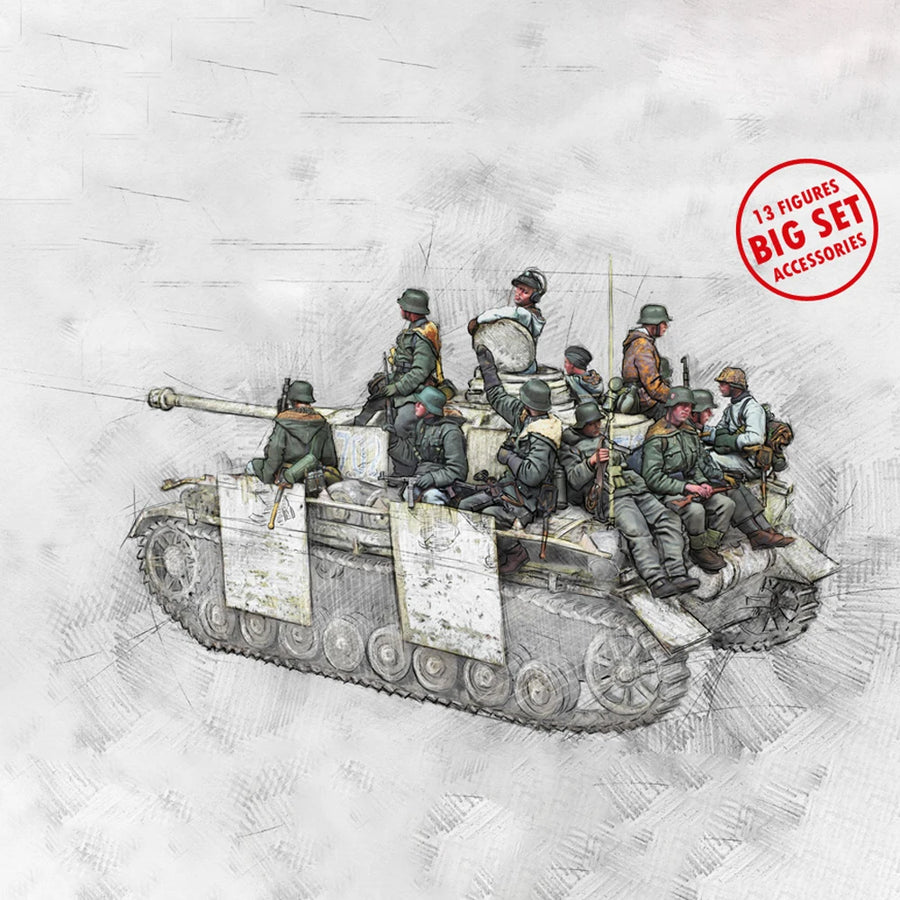 WWII Allied Soldiers 13-Figure Diorama Set 1/35 Resin Kit - 1/35 resin model view 3