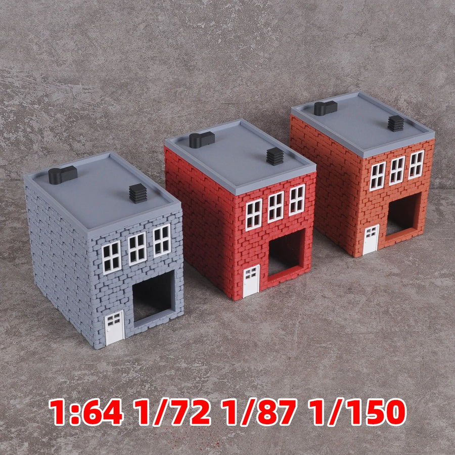 Brick Cafe Coffee Shop Building 1/64 Resin Terrain Diorama Kit - 1/64 resin model view 5