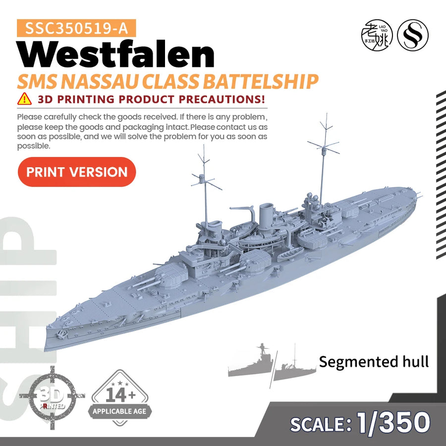 SMS Westfalen Nassau-Class Battleship 1/350 Resin Model Kit - 1/350 resin model view 5