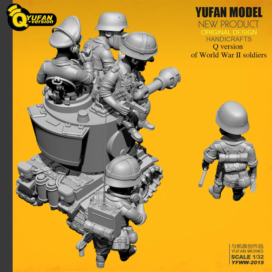 WWII Tank Crew & Soldiers 6-Figure Set 1/32 Resin Model Kit - 1/32 resin model view 3
