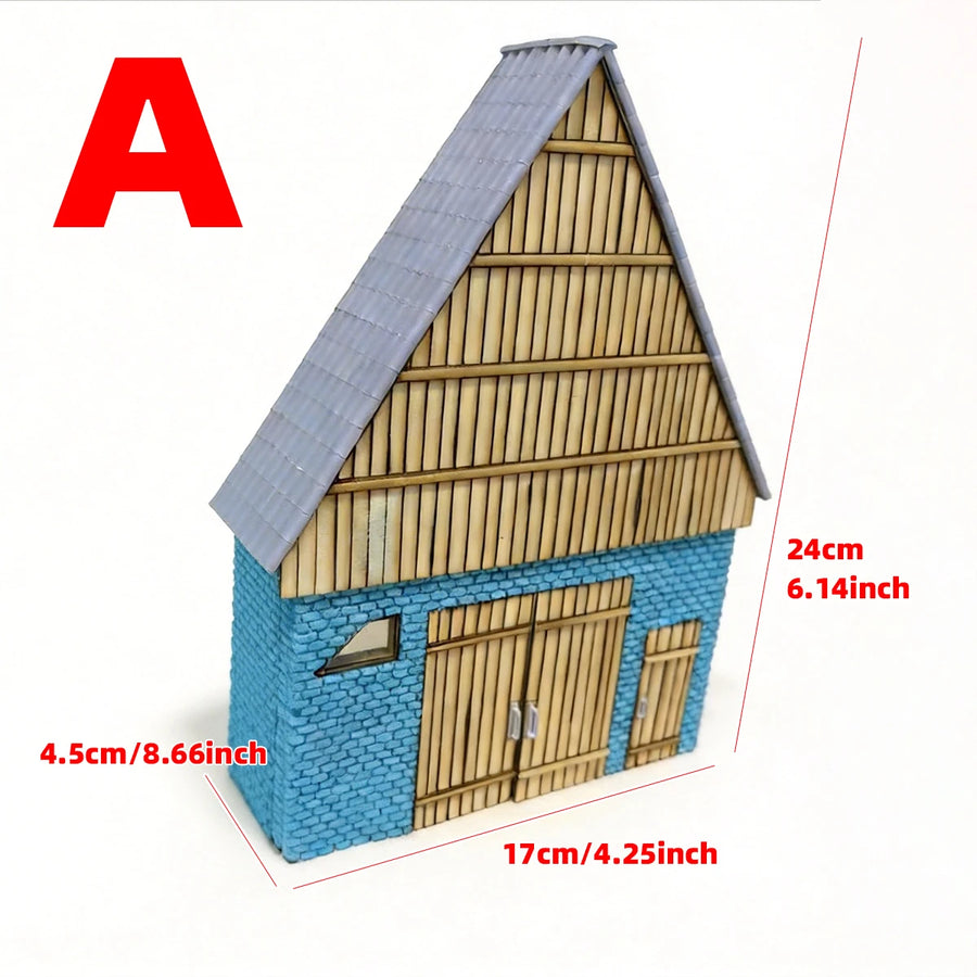 Medieval Half-Timbered Warehouse with Blue Brick Base 1/35 Resin Kit - 1/35 resin model view 3