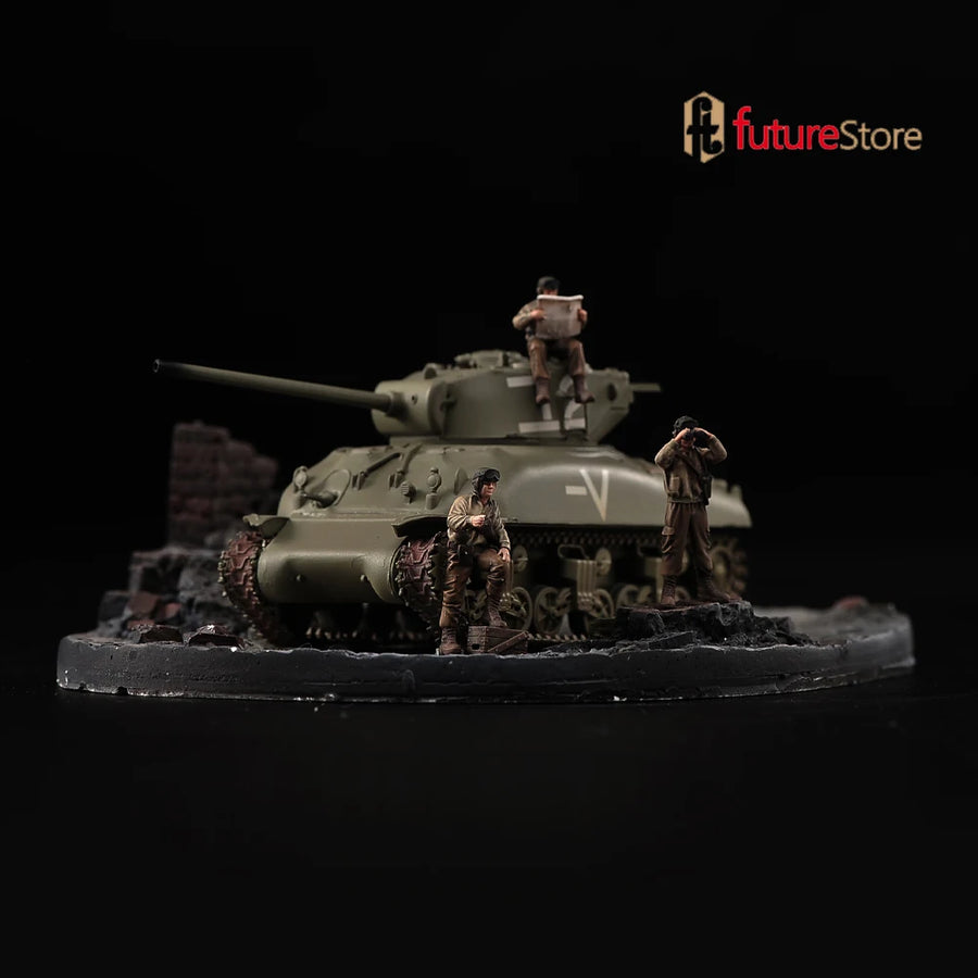 WWII Soldier Set 3-Figure Diorama 1/72 Resin Character Models - 1/72 resin model view 4