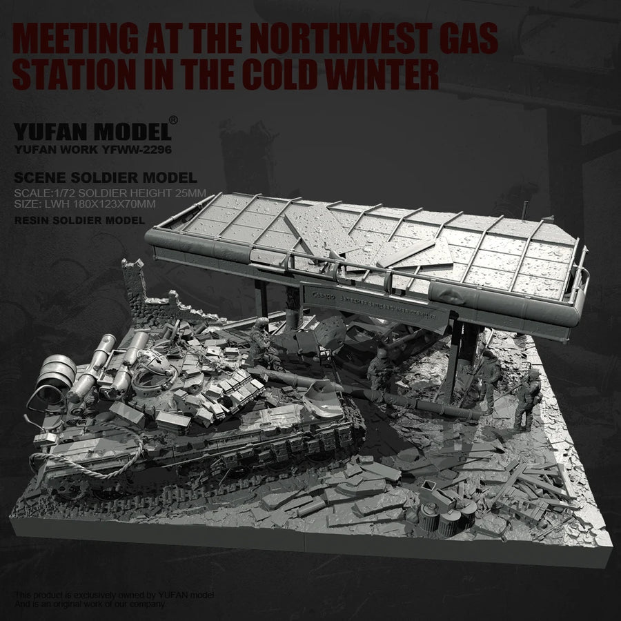 Winter Gas Station Cold War Diorama 1/72 Resin Model Kit - 1/72 resin model view 2