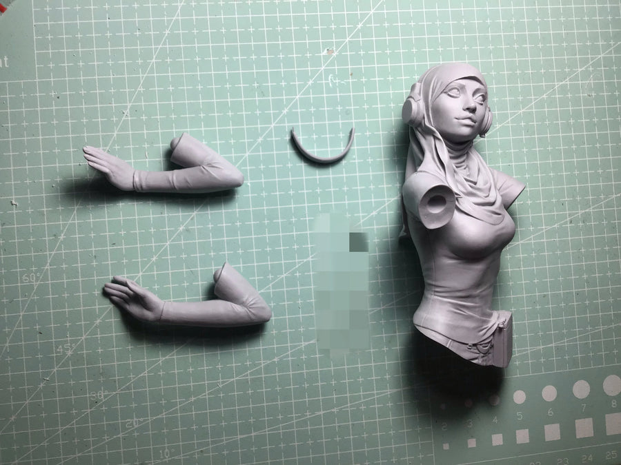 Hijab Girl with Headphones 108mm Resin Bust - 108mm resin model view 6