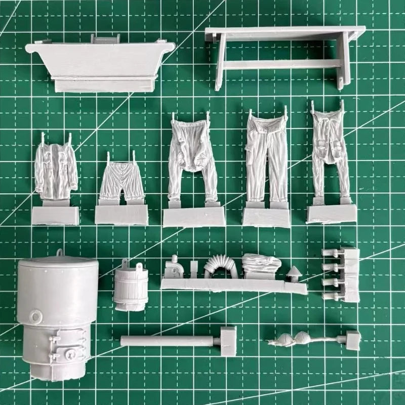 WWII Field Laundry Scene 1/35 Resin Diorama Kit - 1/35 resin model view 2