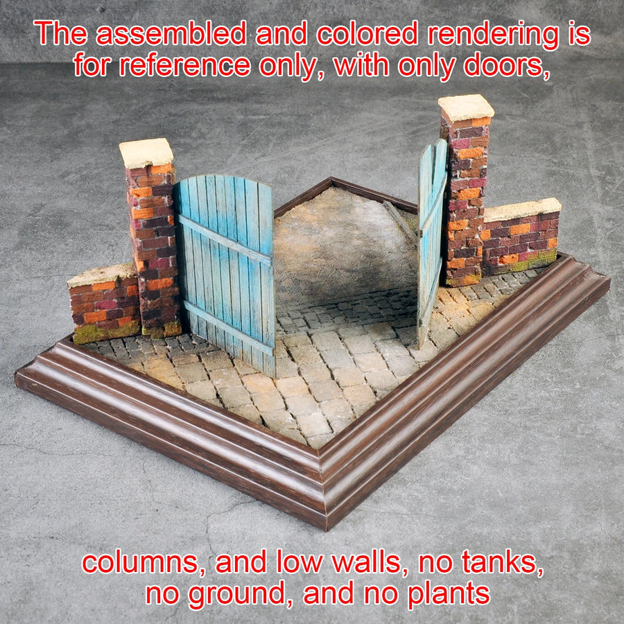 Wooden Double Doors Villa Entrance 1/35 Resin Terrain Kit - 1/35 resin model view 5