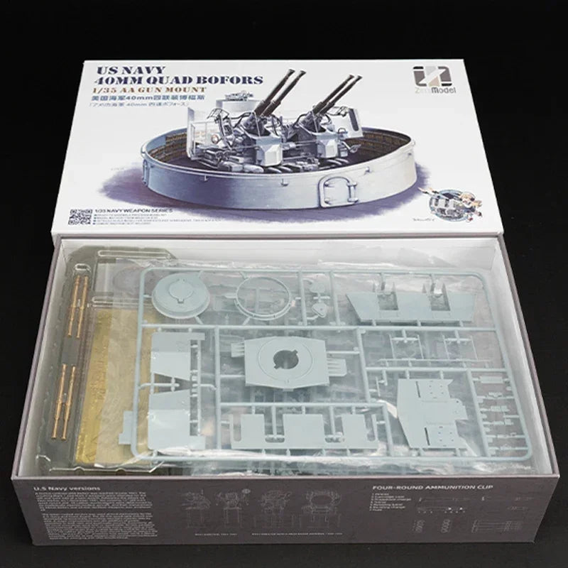 US Navy 40mm Quad Bofors AA Gun Mount 1/35 Resin Model Kit - 1/35 resin model view 5