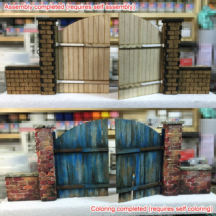 Wooden Double Doors Villa Entrance 1/35 Resin Terrain Kit - 1/35 resin model view 3