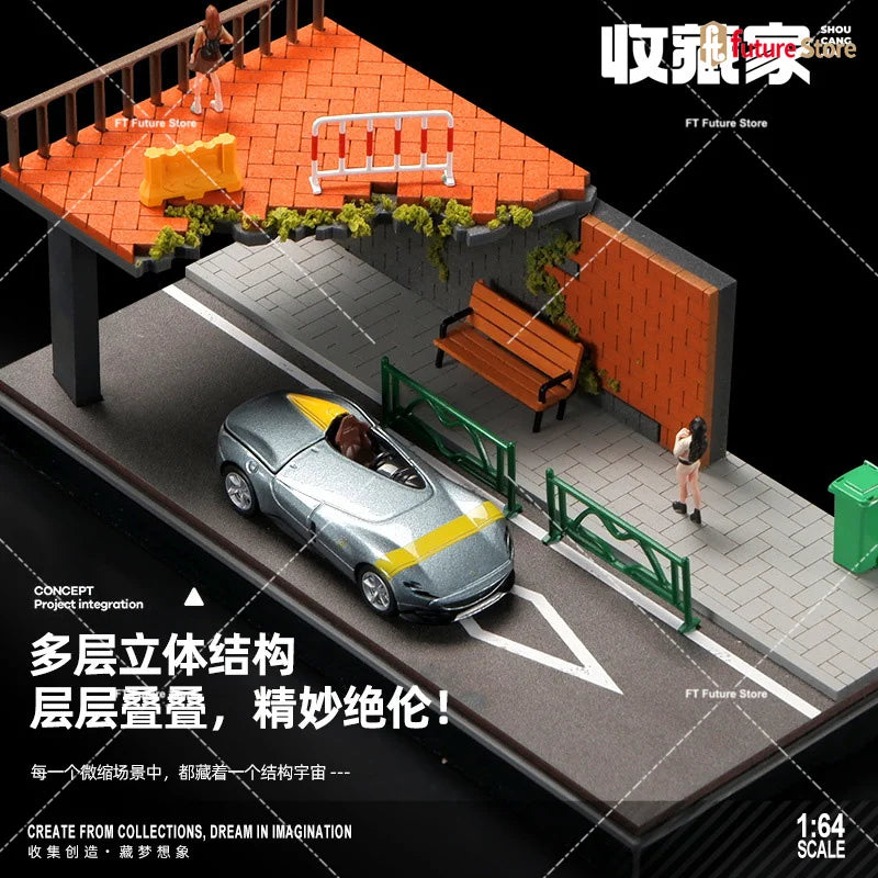 Street Corner Parking Lot Scene 1:64 Resin Diorama Kit - 1/64 resin model view 4