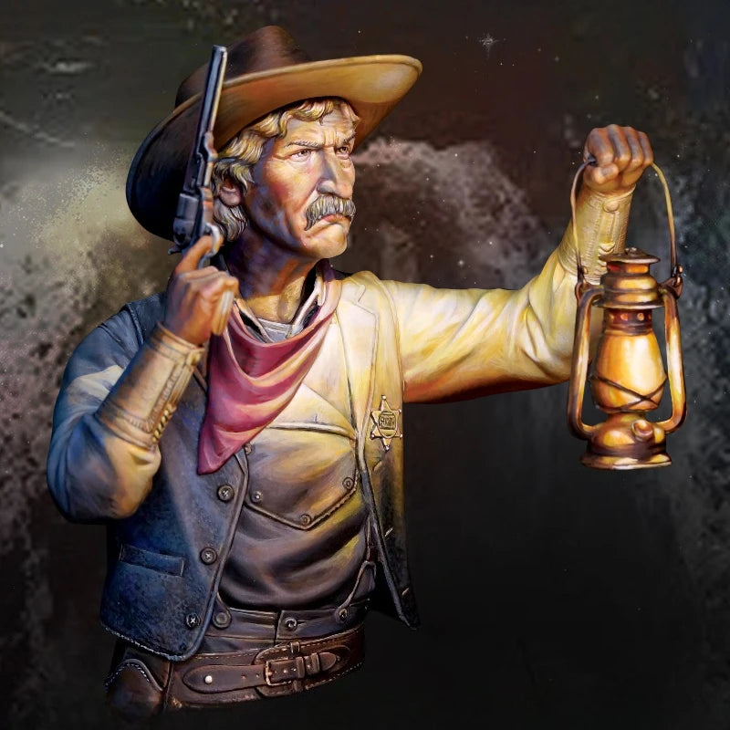 Wild West Sheriff with Lantern 1/10 Resin Bust - 1/10 resin model view 2