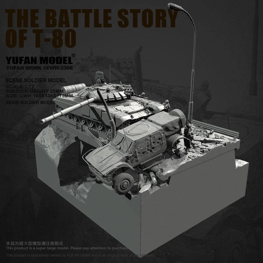 T-80 Main Battle Tank Diorama 1/72 Resin Model Kit with Soldier - 1/72 resin model view 3