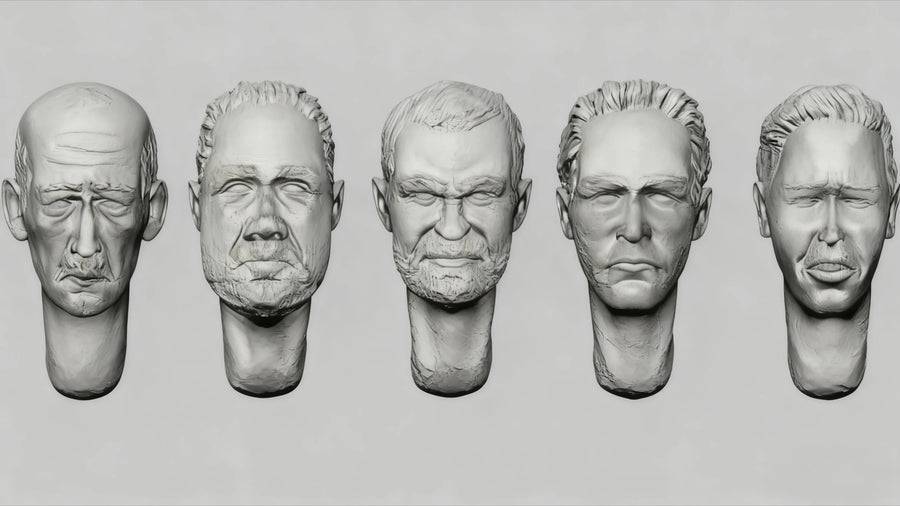 1/35 Elderly Male Head Set (Resin Accessory) - unpainted resin model kit