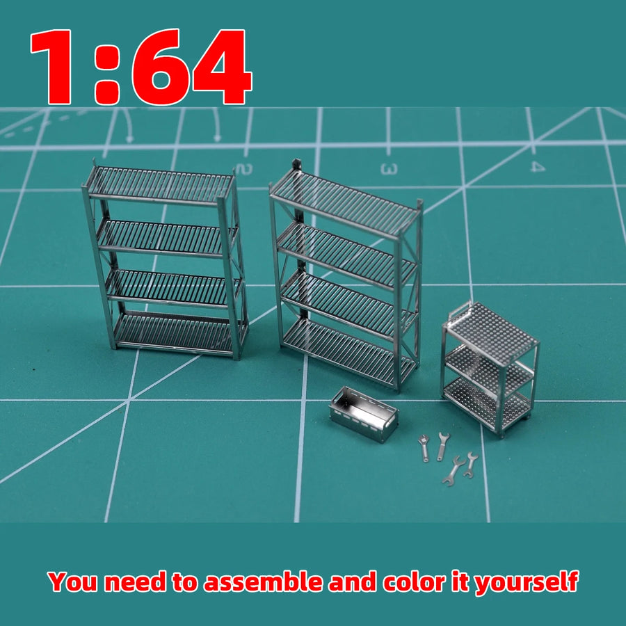 1:64 Scale Garage Storage Shelving Unit Resin Model Kit Diorama - 1/64 resin model view 3