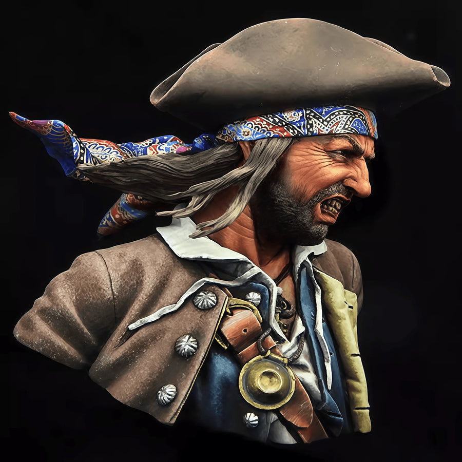 Pirate Captain Blackbeard 1/9 Scale Resin Bust Figure - 1/9 resin model view 2