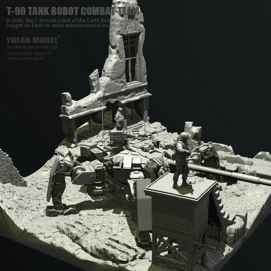 T-90 Tank Robot Combat Team Diorama 1/35 Resin Model Kit - 1/35 resin model view 6