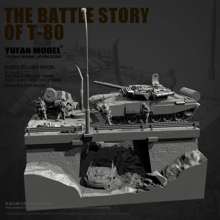 T-80 Main Battle Tank Diorama 1/72 Resin Model Kit with Soldier - 1/72 resin model view 6