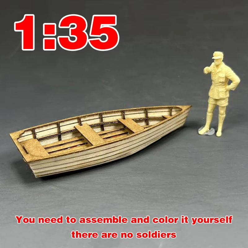 Classical Wooden Rowboat 1/35 Resin Model Kit with Oars - 1/35 resin model view 5