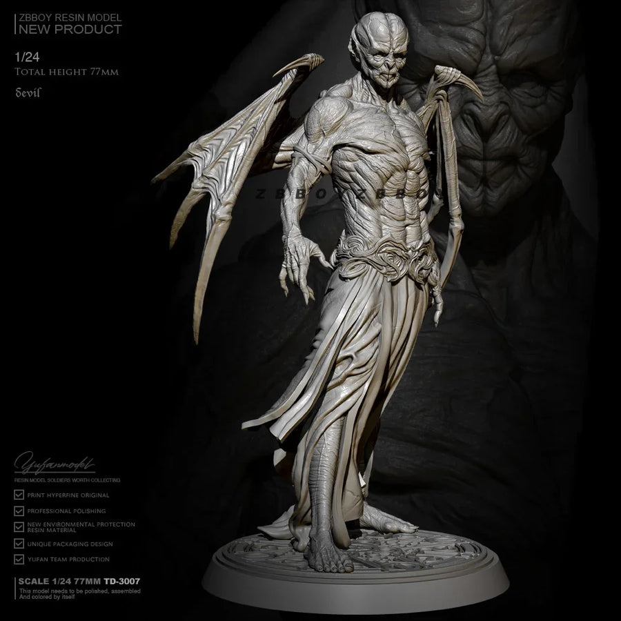 Skeletal Demon Warrior with Curved Blades 1/24 Resin Figure - 1/24 resin model view 2