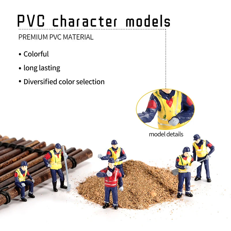 Modern Road Workers with Hi-Vis Vests and Tools 1/50 Resin Figure Set - resin model view 3