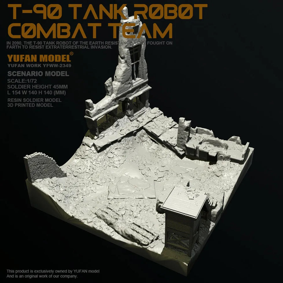 Ruined WWII Fortification Diorama Base 1/72 Resin Terrain Kit - resin model view 3