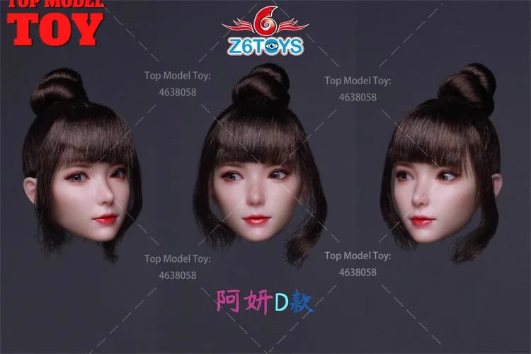 Asian Female Head Sculpt with Moveable Eyes 1/6 Resin Figure Kit - 1/6 resin model view 6