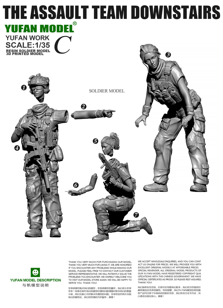 Assault Team Soldier with Tactical Gear 1/35 Resin Figure Kit - 1/35 resin model view 6