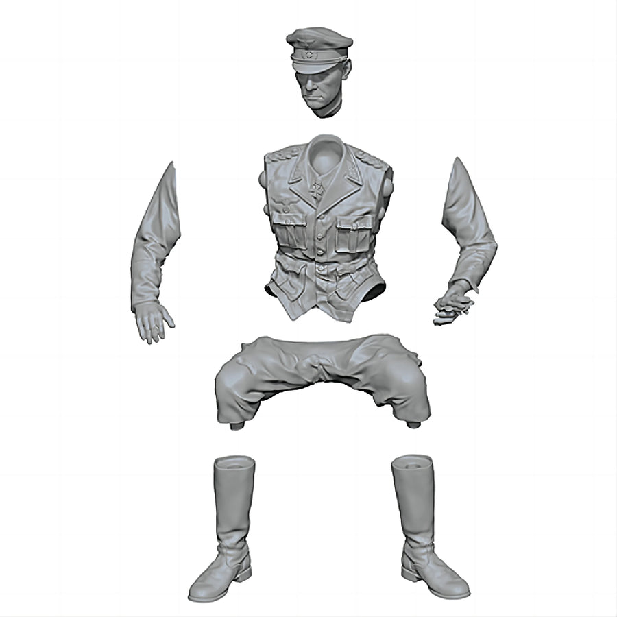 WWII German Officer Seated 1/16 Resin Figure Kit - 1/16 resin model view 6