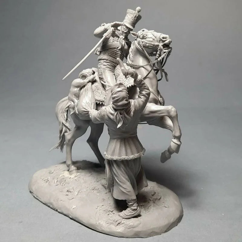 Ottoman/Napoleonic Era Mounted Warrior & Attendant 54mm Resin Figure Set - resin model view 3