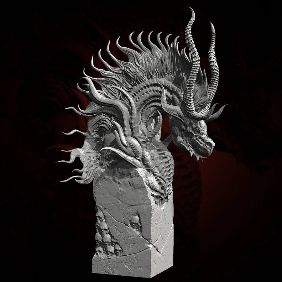 Dragon Head Bust with Horns - 80mm Resin Figure Kit - 80mm resin model view 3