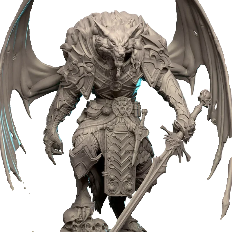 Demon Warlord with Flaming Sword 1/24 Resin Figure Kit - 1/24 resin model view 5