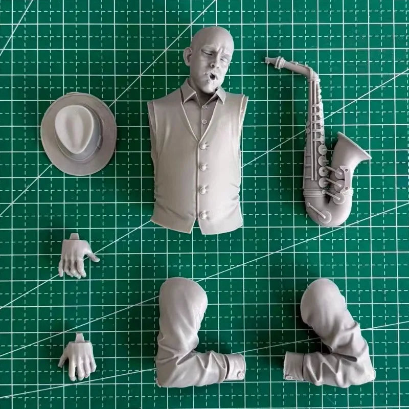 Jazz Saxophonist in Fedora 1/10 Scale Resin Bust - 1/10 resin model view 5