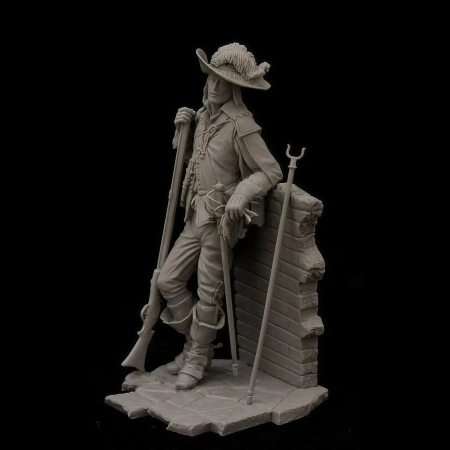 18th Century French Soldier with Brick Fortification 75mm Resin Figure Kit - 75mm resin model view 2