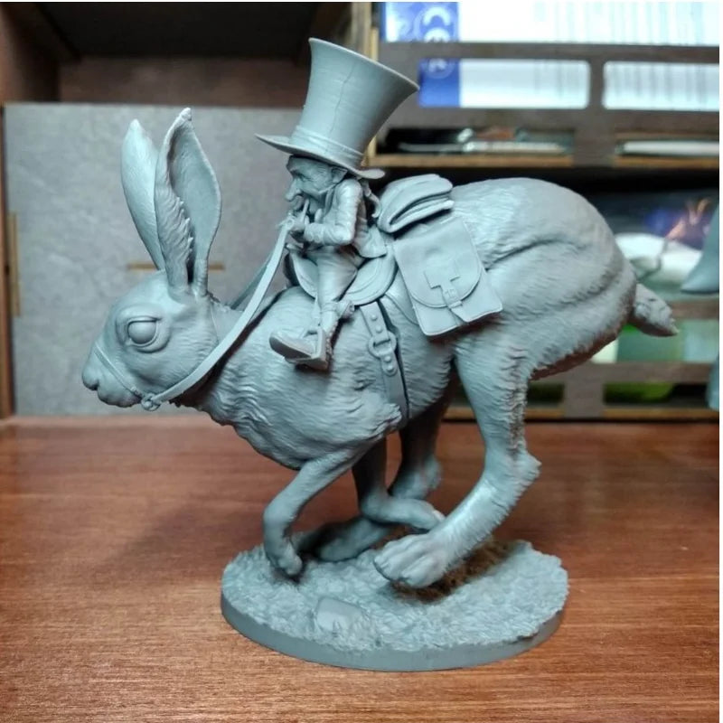 Steampunk Dwarf Postman on Hare 54mm Resin Figure - 54mm resin model view 4