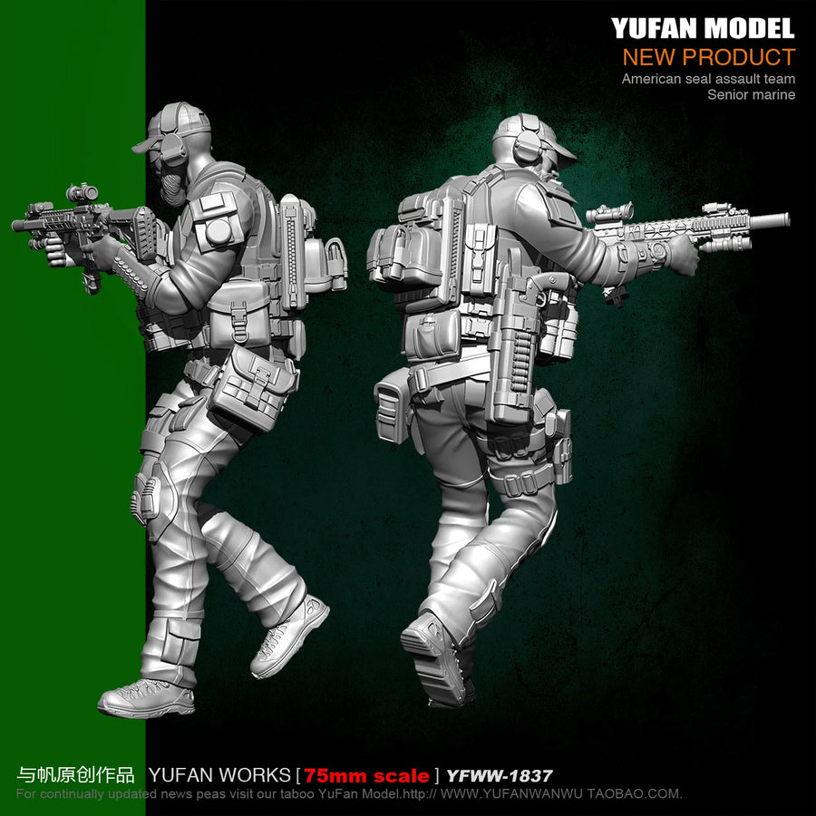 Modern US Tactical Operator with M4 Carbine & Plate Carrier 1/35 Resin Figure Kit - resin model view 4