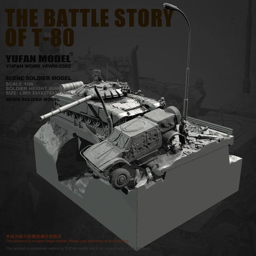 Soviet T-80 Tank Battle Diorama 1/35 Resin Model Kit - 1/35 resin model view 3