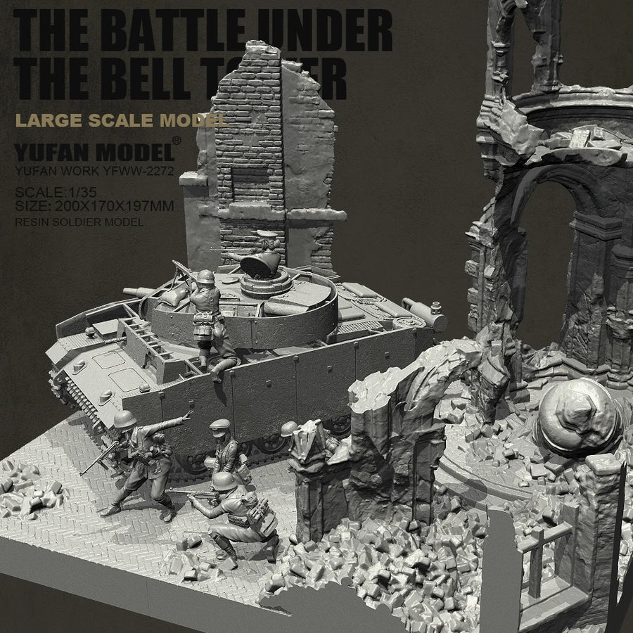 WWII German Panzer IV Tank Urban Combat Diorama 1/35 Resin Kit - resin model view 3