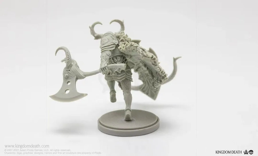 Fantasy Demonic Hell-Knight with Horns and Curved Blade Resin Figure Kit - resin model view 3