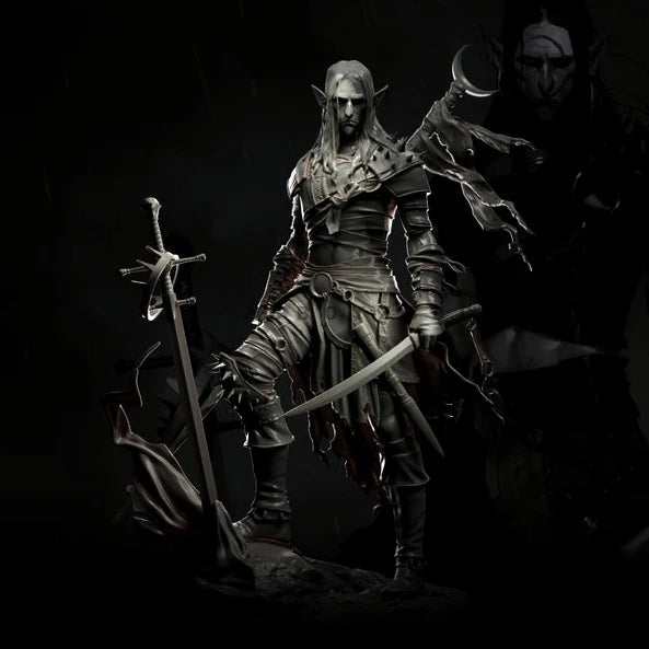 Fantasy Dark Elf Warrior with Dual Blades 1/12 Resin Figure Kit - unpainted resin model kit