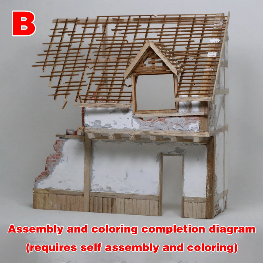 Ruined European Farmhouse 1/35 Resin Terrain Diorama Kit - 1/35 resin model view 4