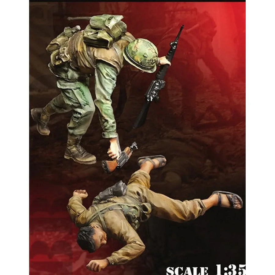 Modern US Combat Soldier Two-Figure Set 1/35 Resin Figure Kit - resin model view 2