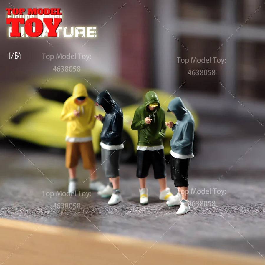 1/64 Casual Street Boy Hoodie Figures Resin Diorama Kit - 1/64 resin model view 2