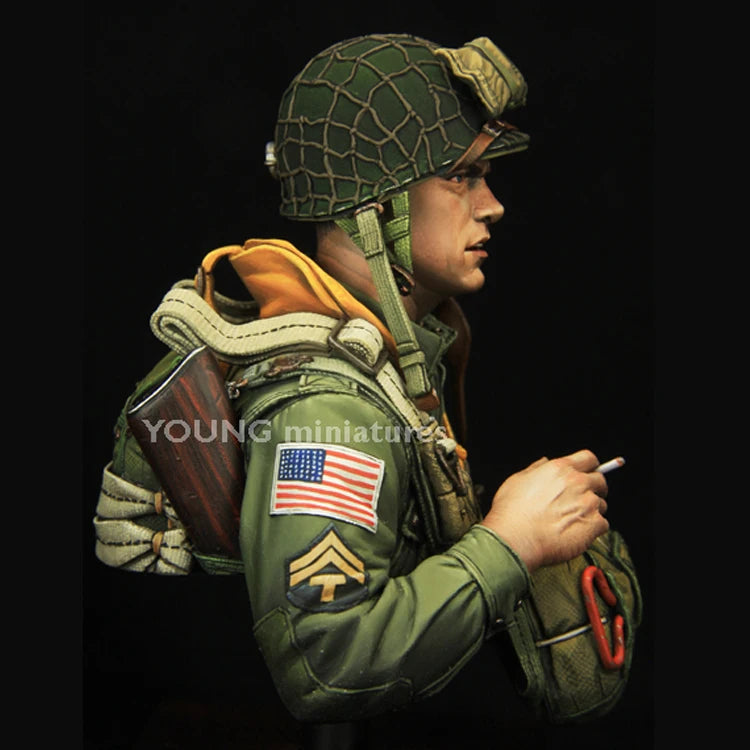 101st Airborne Paratrooper WWII 1/10 Resin Bust Figure Kit - 1/10 resin model view 4