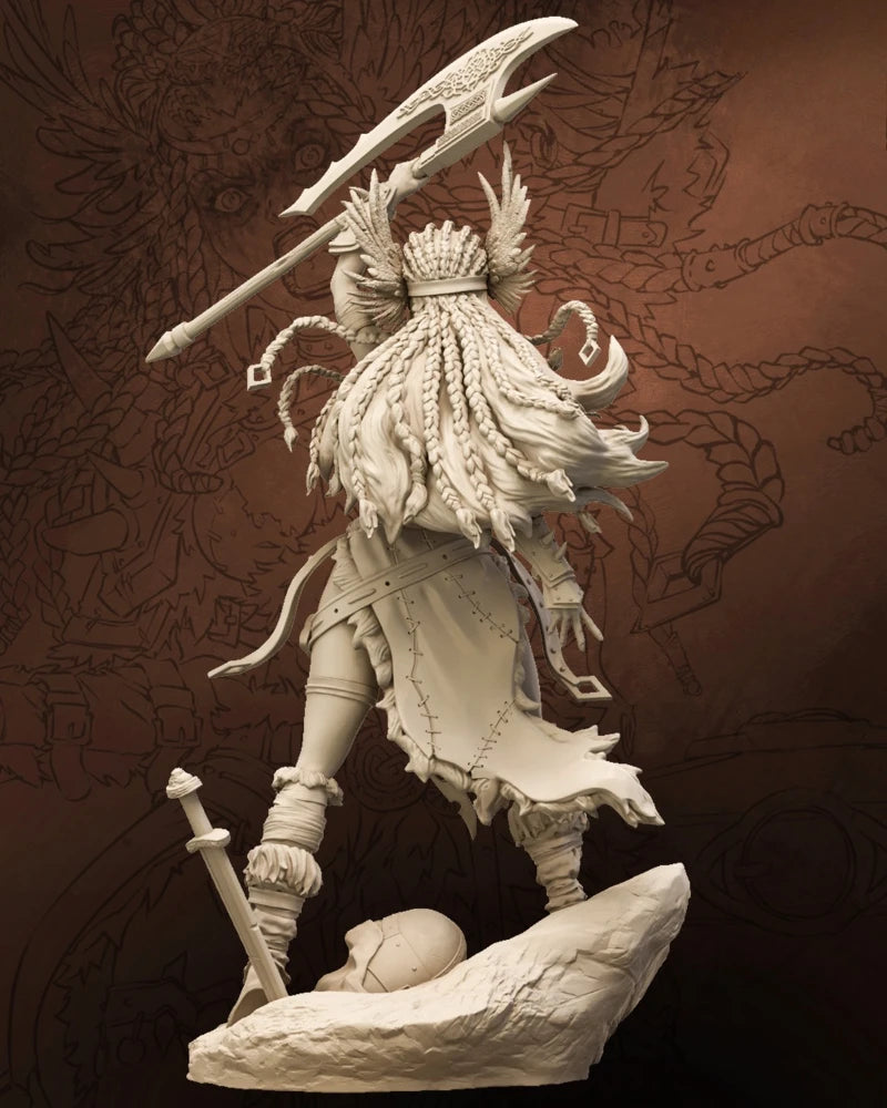 Female Barbarian Warrior with Scythe 75mm Resin Figure Kit - 75mm resin model view 4